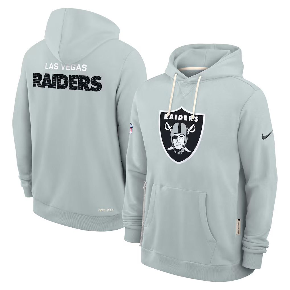 Men 2026 NFL Oakland Raiders hoodie Grey 01